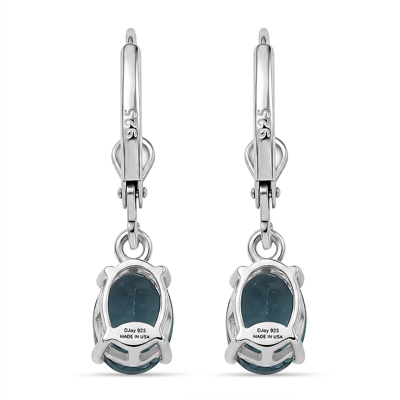 D'Joy Teal Fluorite 3.10 ctw Earrings in Rhodium Over Sterling Silver