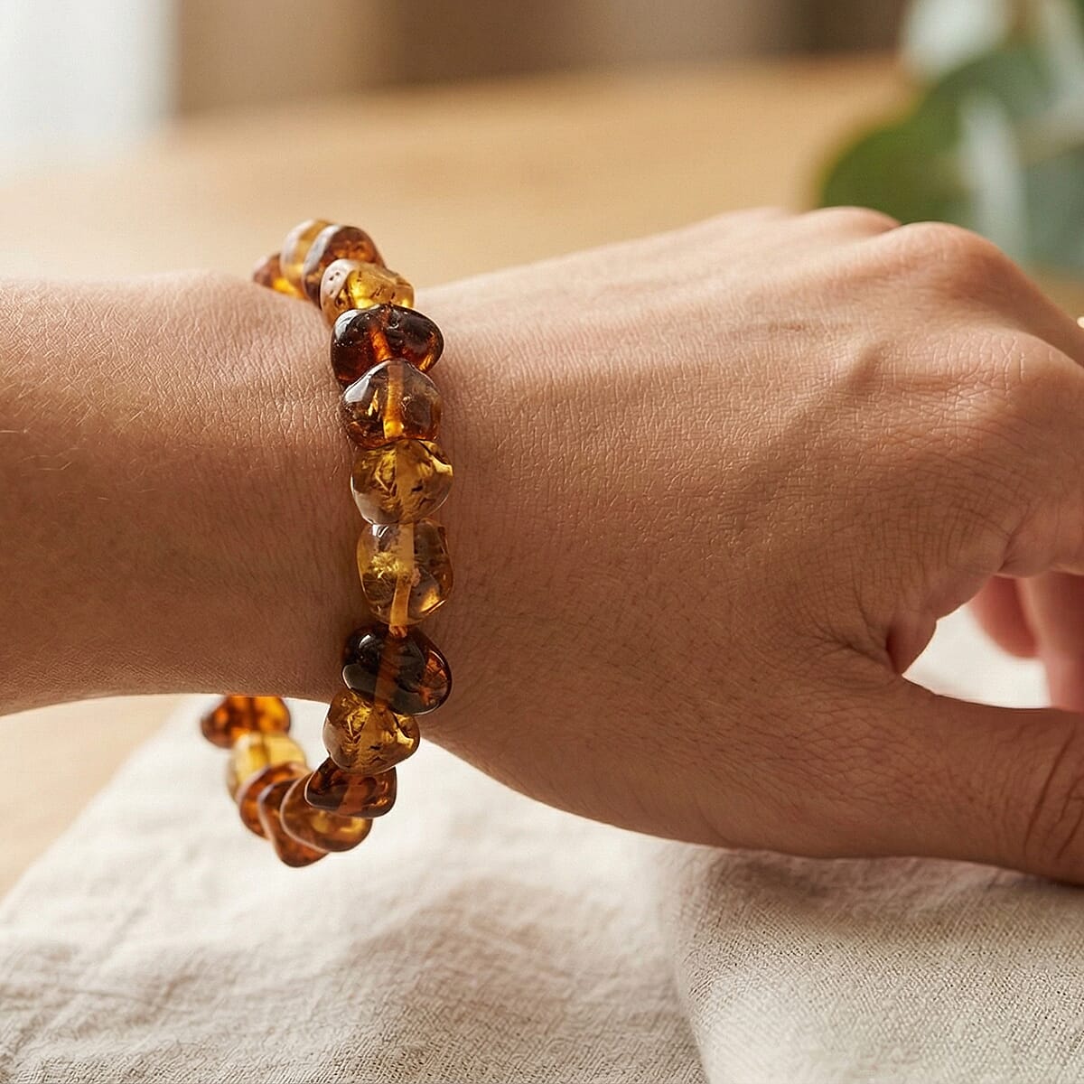 Baltic Amber Beaded Stretch Bracelet image number 2