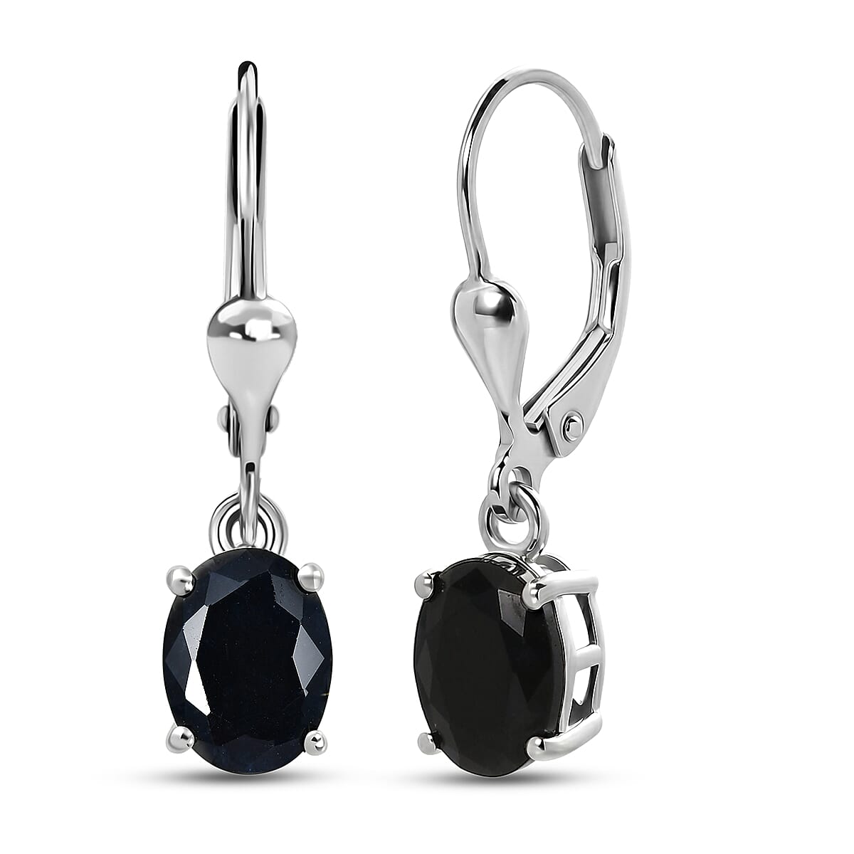 D'Joy Midnight Sapphire 3.50 ctw Earrings in Rhodium Over Sterling Silver