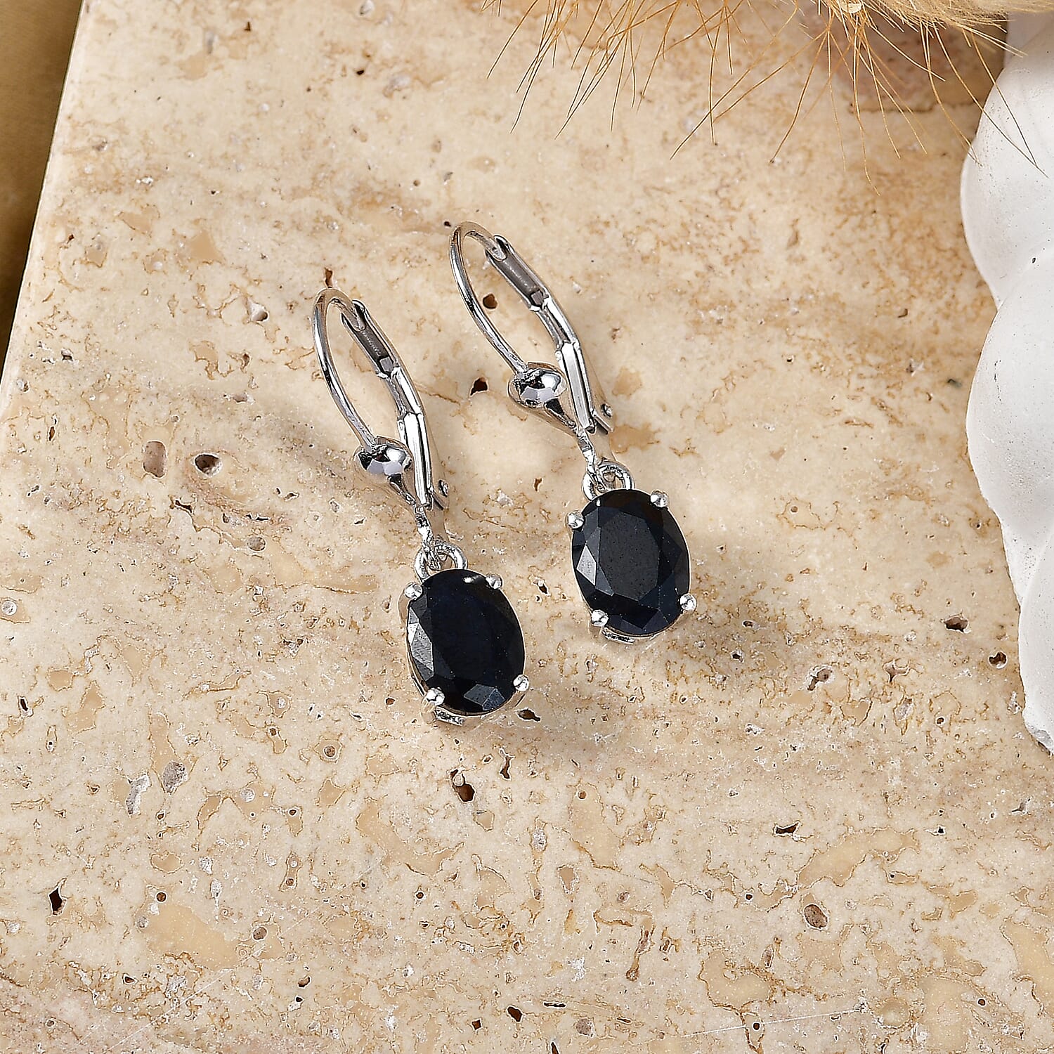 D'Joy Midnight Sapphire 3.50 ctw Earrings in Rhodium Over Sterling Silver