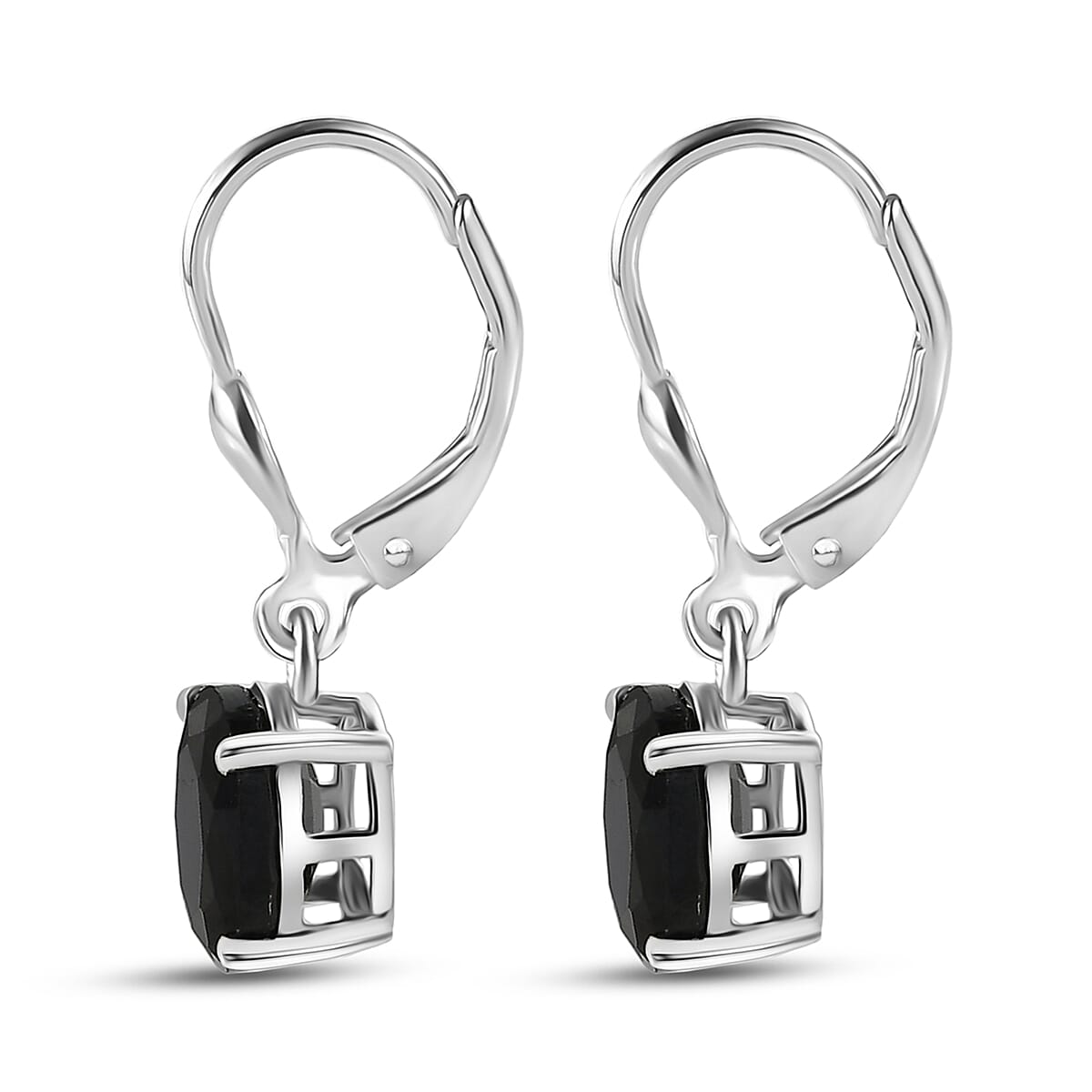 D'Joy Midnight Sapphire 3.50 ctw Earrings in Rhodium Over Sterling Silver image number 3