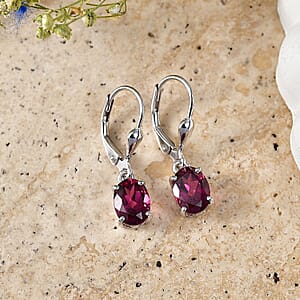 D'Joy Orissa Rhodolite Garnet 3.30 ctw Lever Back Earrings in Rhodium Over Sterling Silver