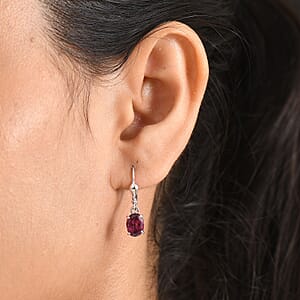 D'Joy Orissa Rhodolite Garnet 3.30 ctw Lever Back Earrings in Rhodium Over Sterling Silver
