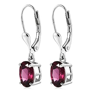 D'Joy Orissa Rhodolite Garnet 3.30 ctw Lever Back Earrings in Rhodium Over Sterling Silver