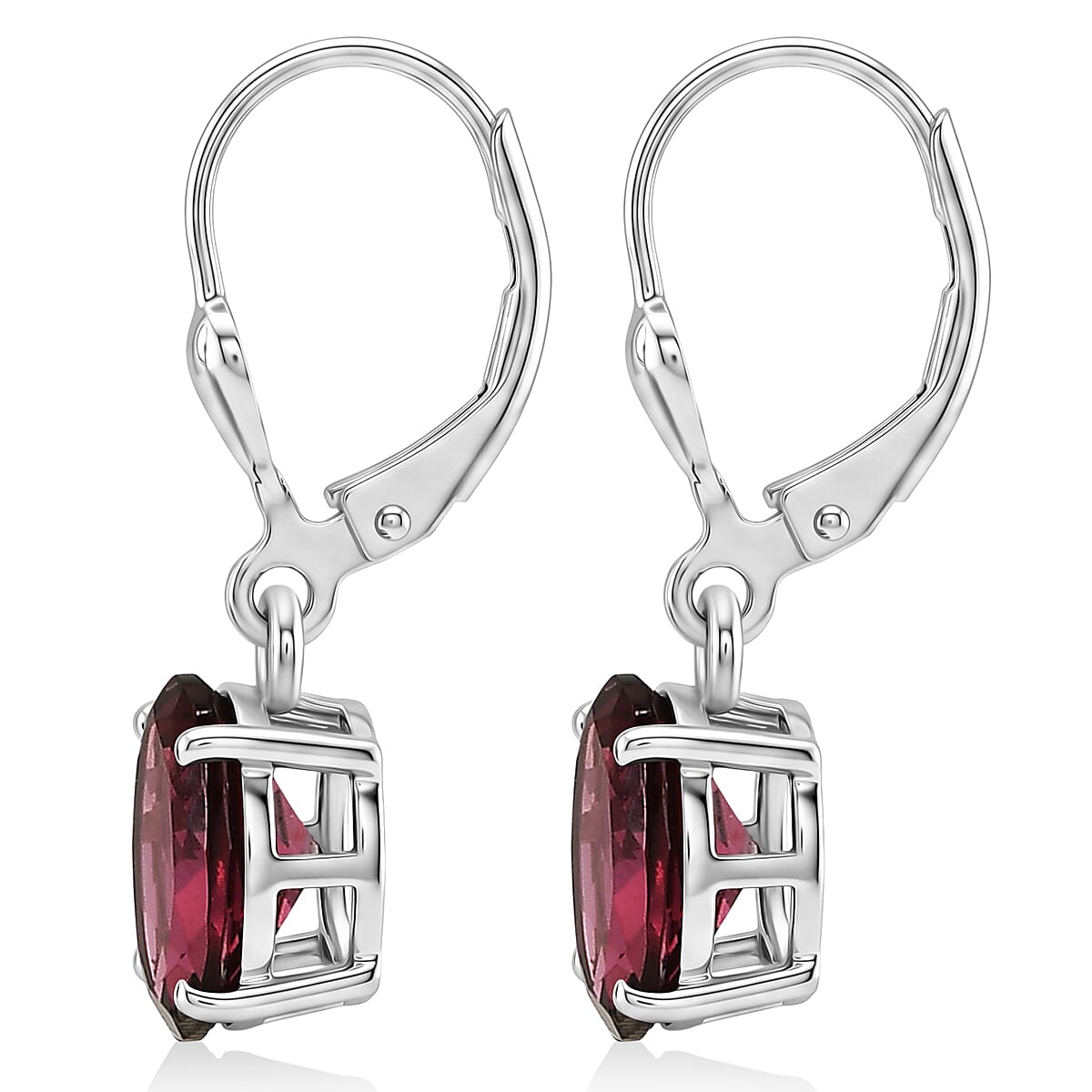 D'Joy Orissa Rhodolite Garnet 3.30 ctw Lever Back Earrings in Rhodium Over Sterling Silver