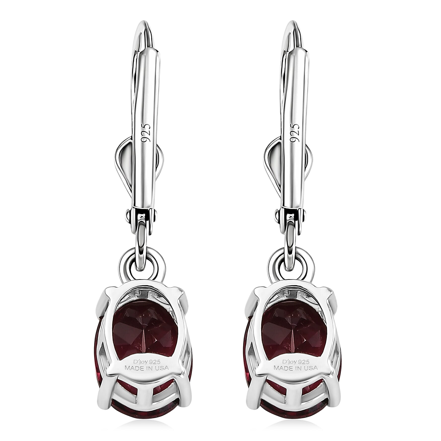 D'Joy Orissa Rhodolite Garnet 3.30 ctw Lever Back Earrings in Rhodium Over Sterling Silver