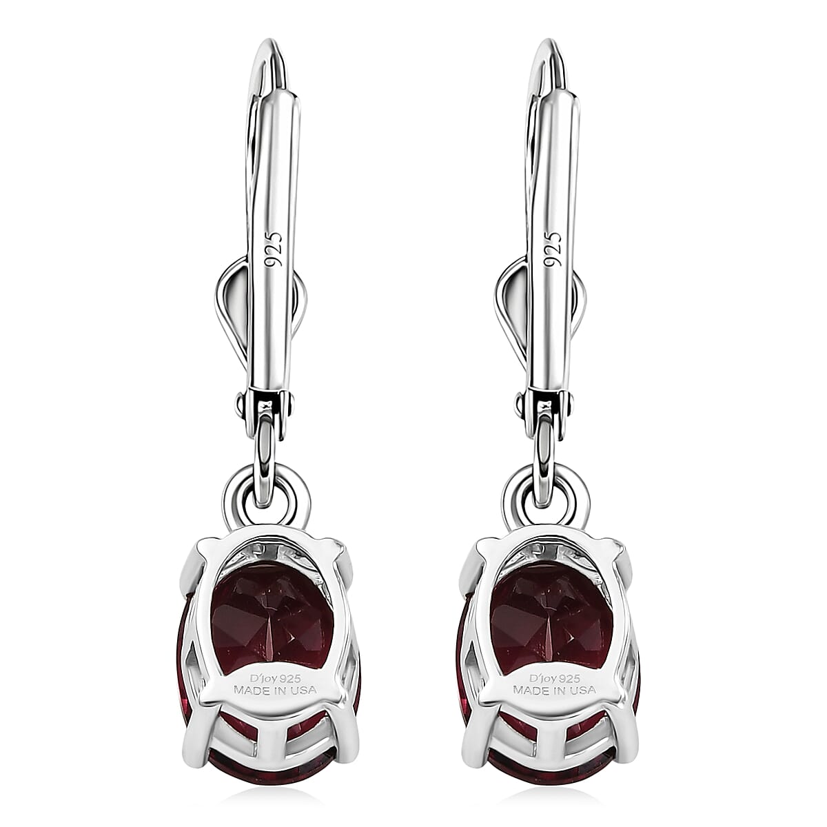 D'Joy Orissa Rhodolite Garnet 3.30 ctw Lever Back Earrings in Rhodium Over Sterling Silver image number 5