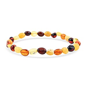 Mixed Amber Beaded Stretch Bracelet