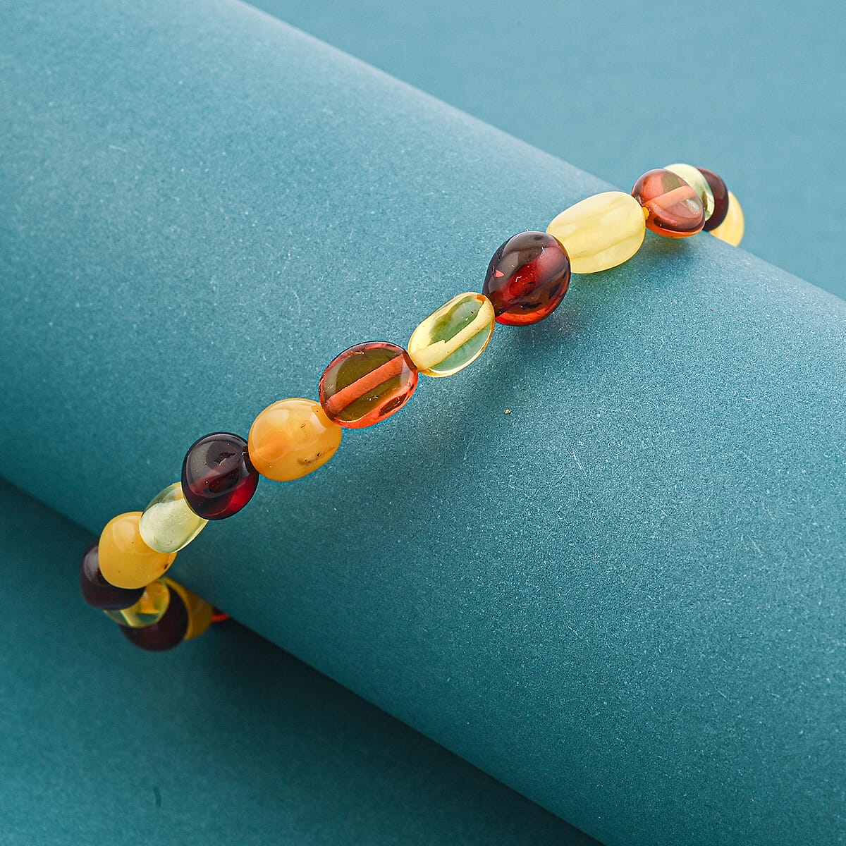 Mixed Amber Beaded Stretch Bracelet image number 1