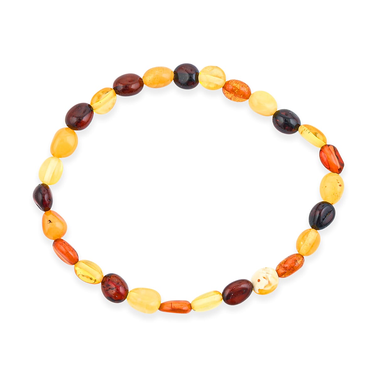 Mixed Amber Beaded Stretch Bracelet image number 3