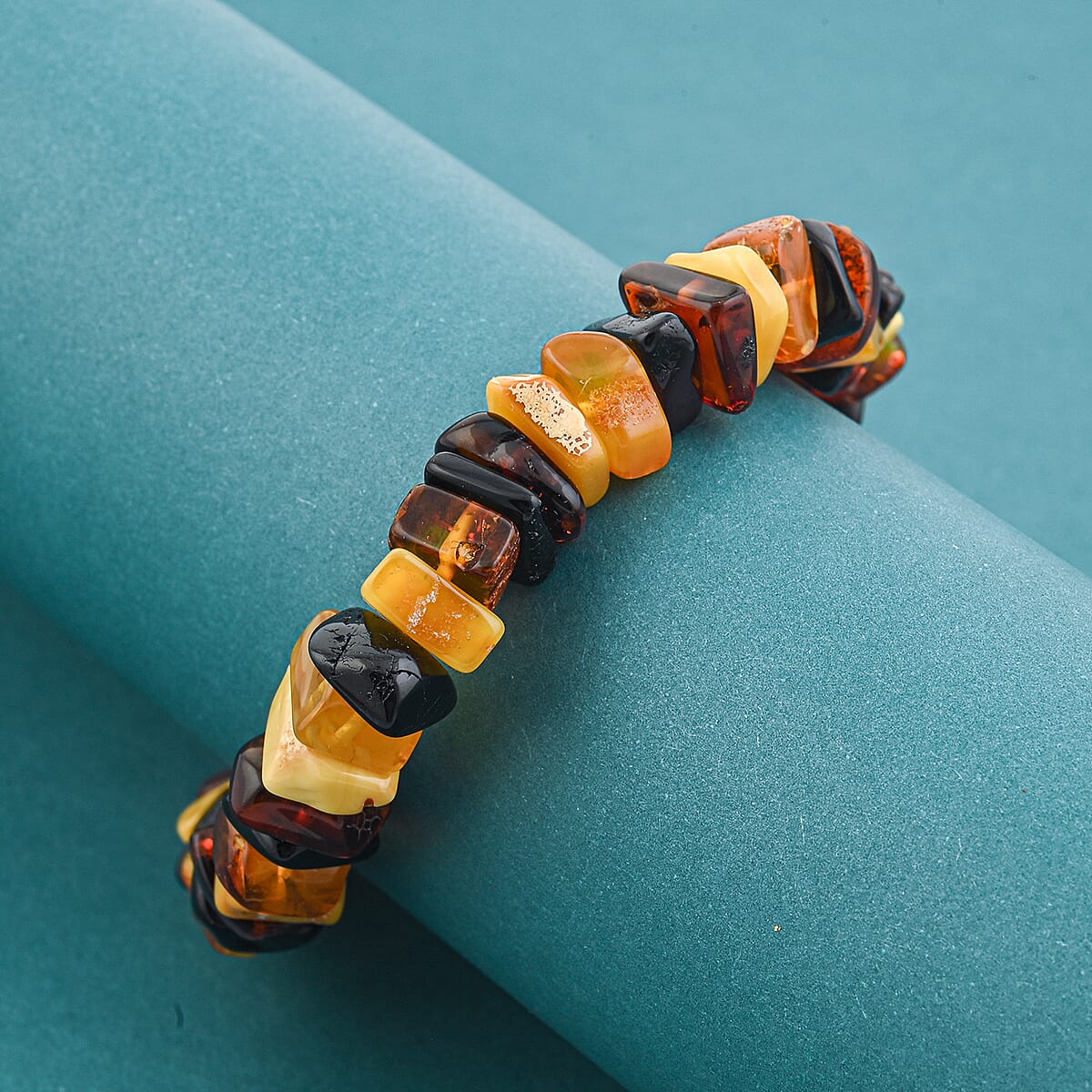 Mixed Amber Beaded Stretch Bracelet image number 1