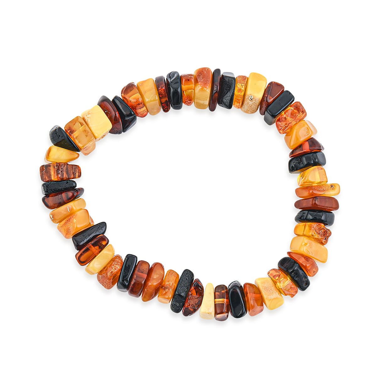 Mixed Amber Beaded Stretch Bracelet image number 3