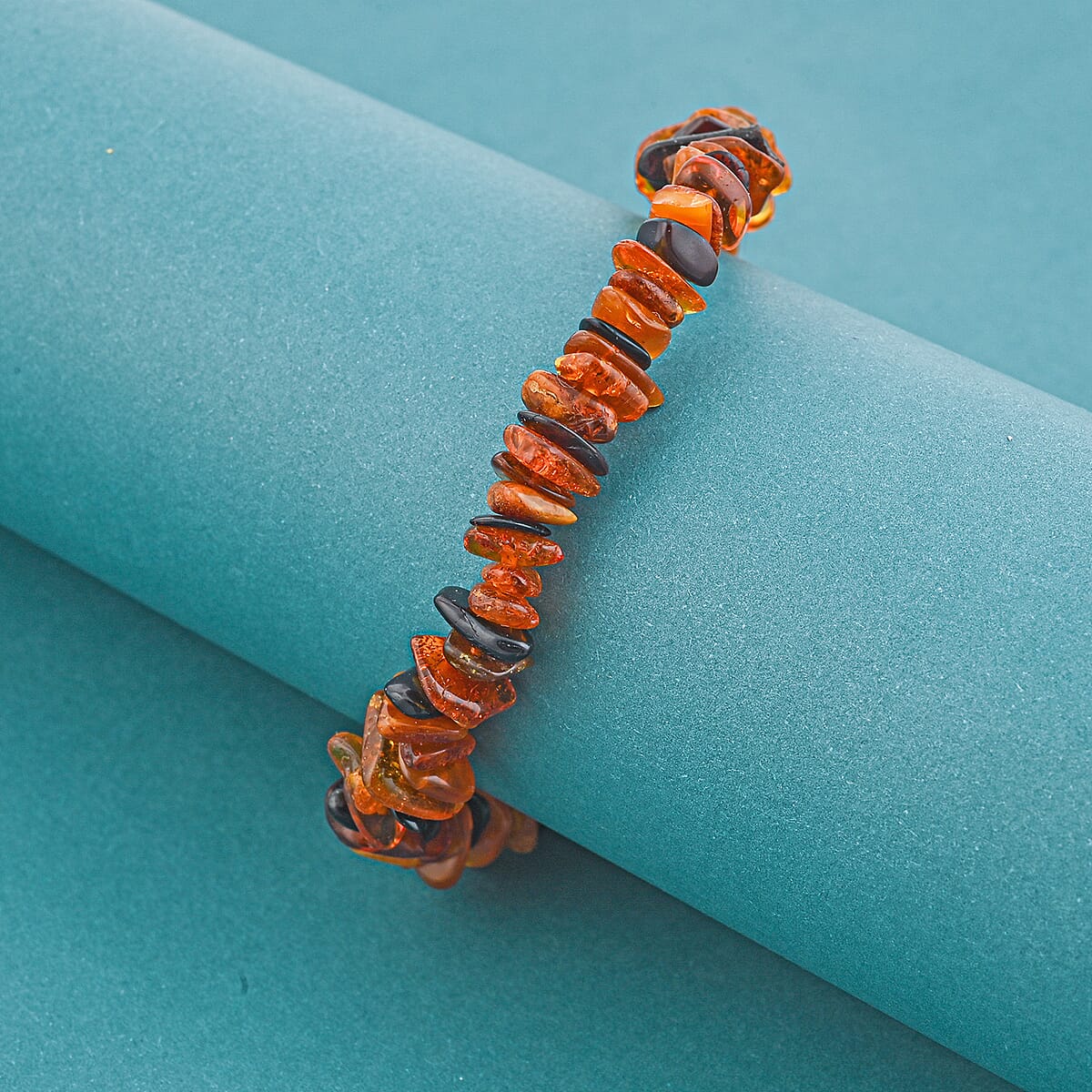 Mixed Amber Beaded Stretch Bracelet image number 1