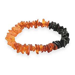 Mixed Amber Beaded Stretch Bracelet 34.70 ctw