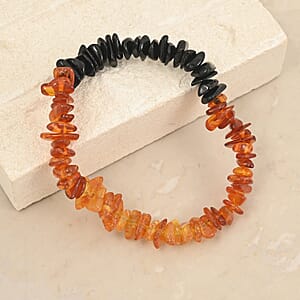 Mixed Amber Beaded Stretch Bracelet 34.70 ctw