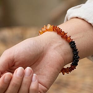 Mixed Amber Beaded Stretch Bracelet 34.70 ctw