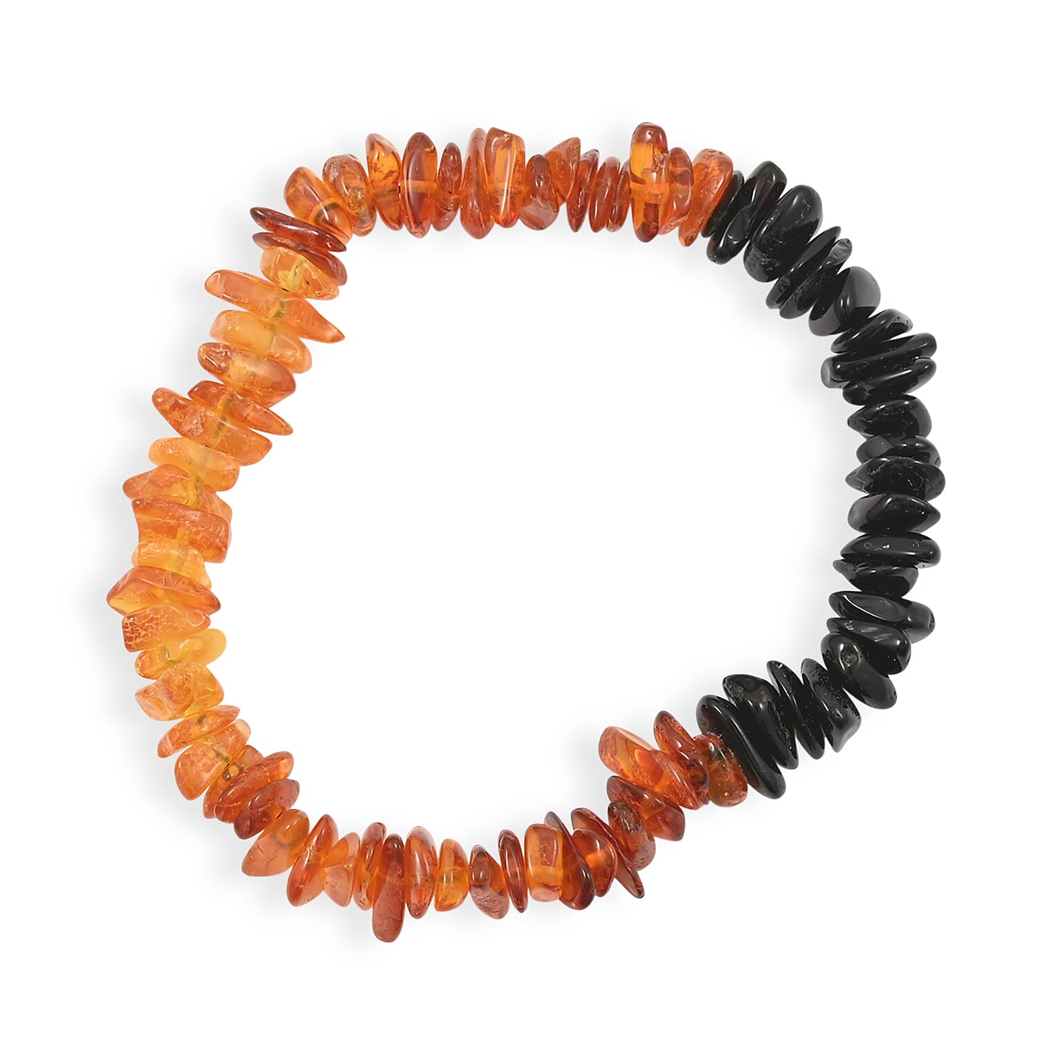 Mixed Amber Beaded Stretch Bracelet 34.70 ctw