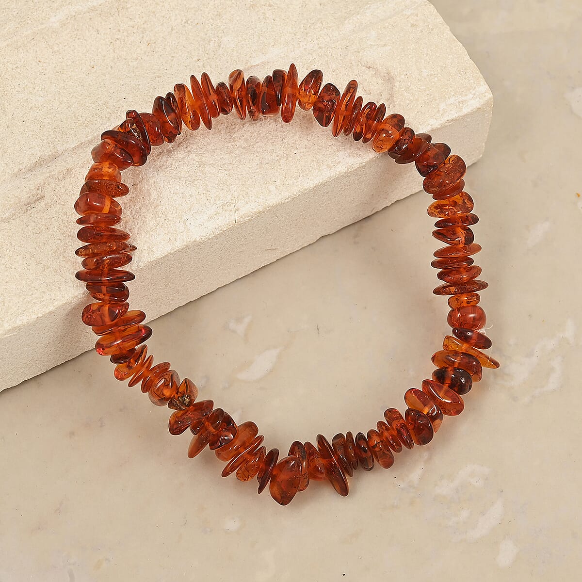 Baltic Amber Beaded Stretch Bracelet image number 1