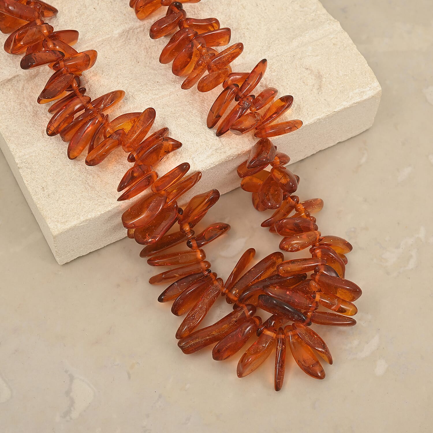 Baltic Amber Beaded Fringe Necklace