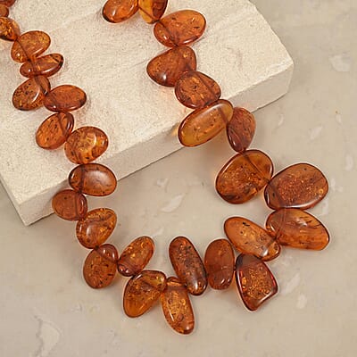 Amber Beaded Necklace 25 Inches