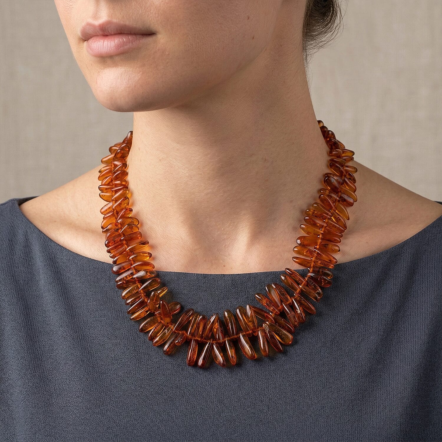 Baltic Amber Beaded Sunset Necklace