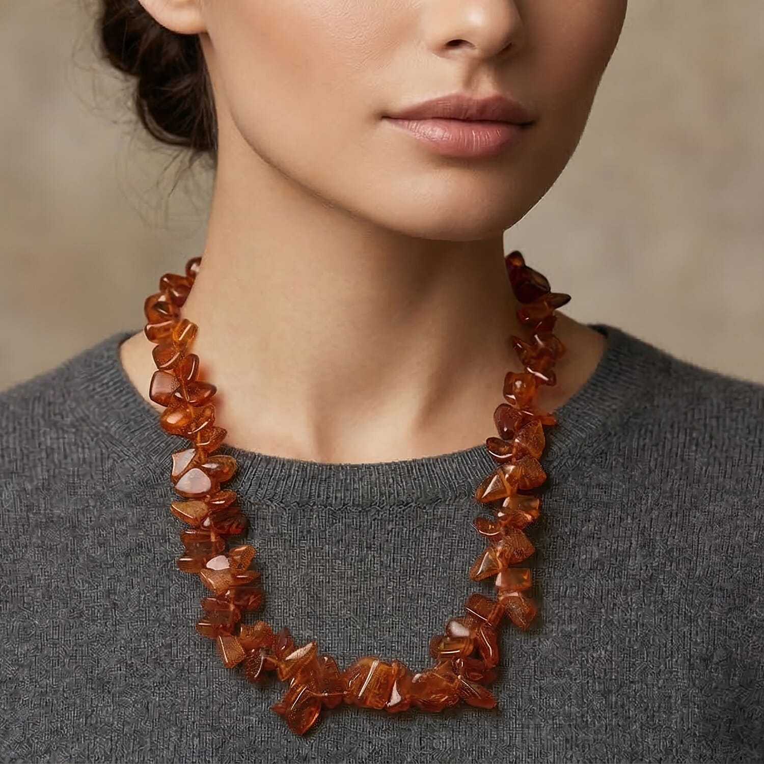 Baltic Amber Beaded Chip Necklace