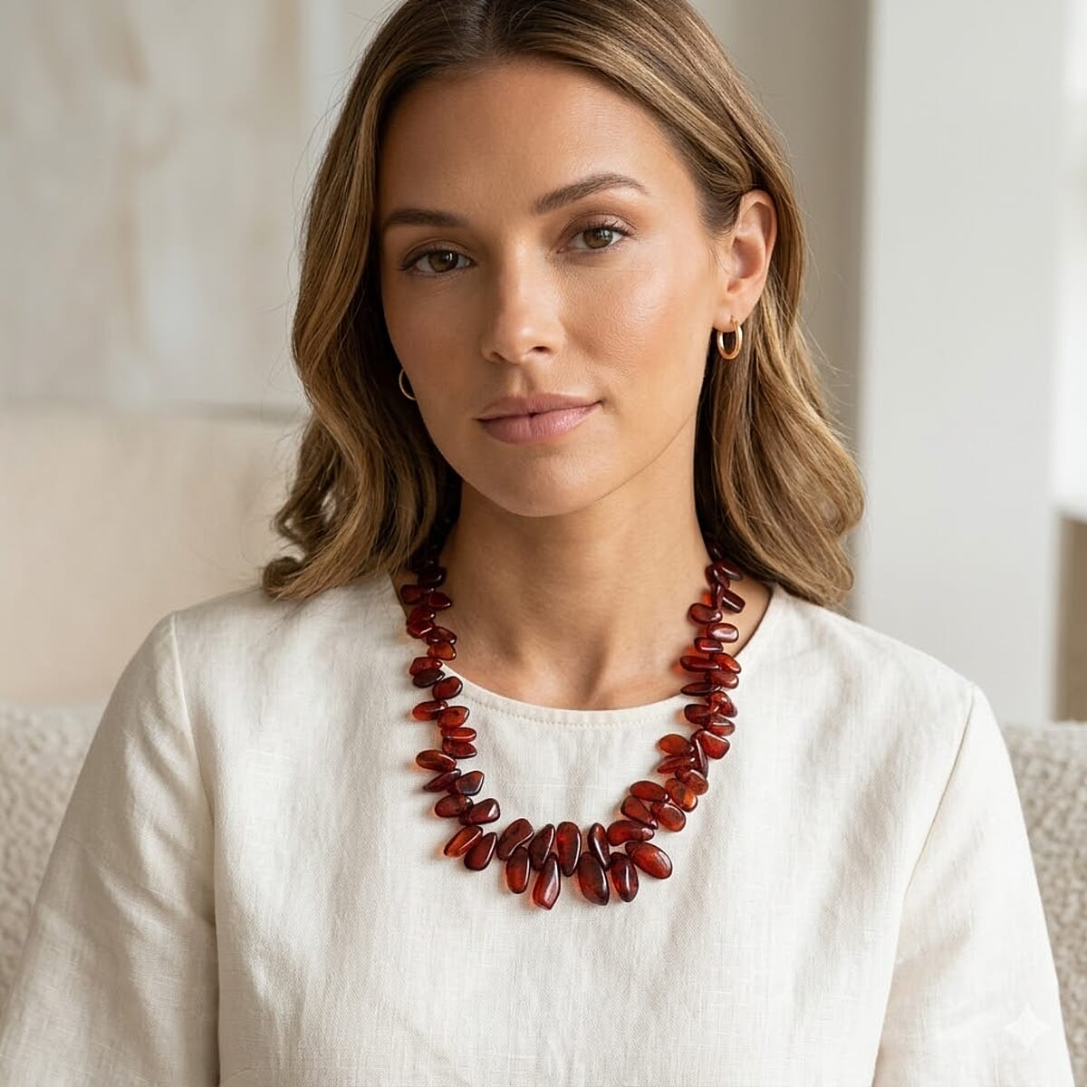 Cherry Amber Fancy Necklace (27 Inches) image number 2