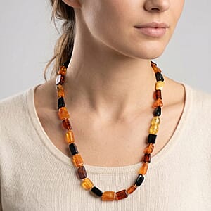 Mixed Amber Beaded Necklace (16 Inches)