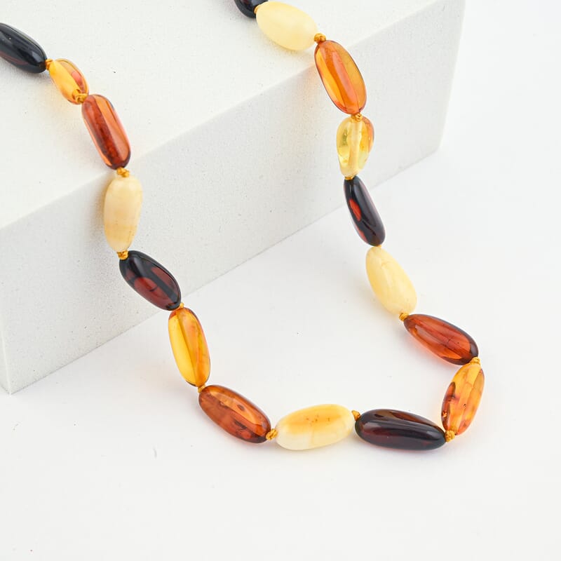 Mixed Amber Beaded Necklace (18 Inches)