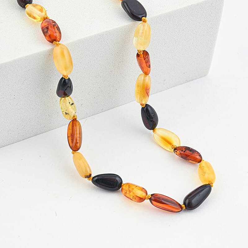 Mixed Amber Beaded Necklace (22 Inches)