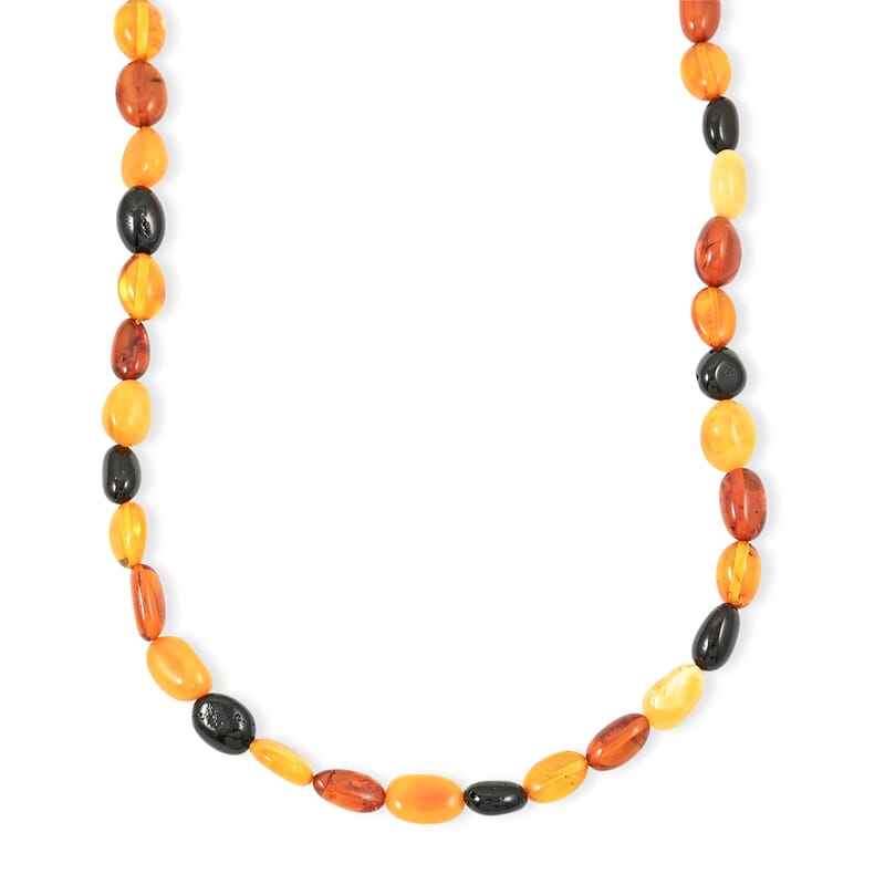 Multi Color Amber Beaded Necklace (22 Inches)