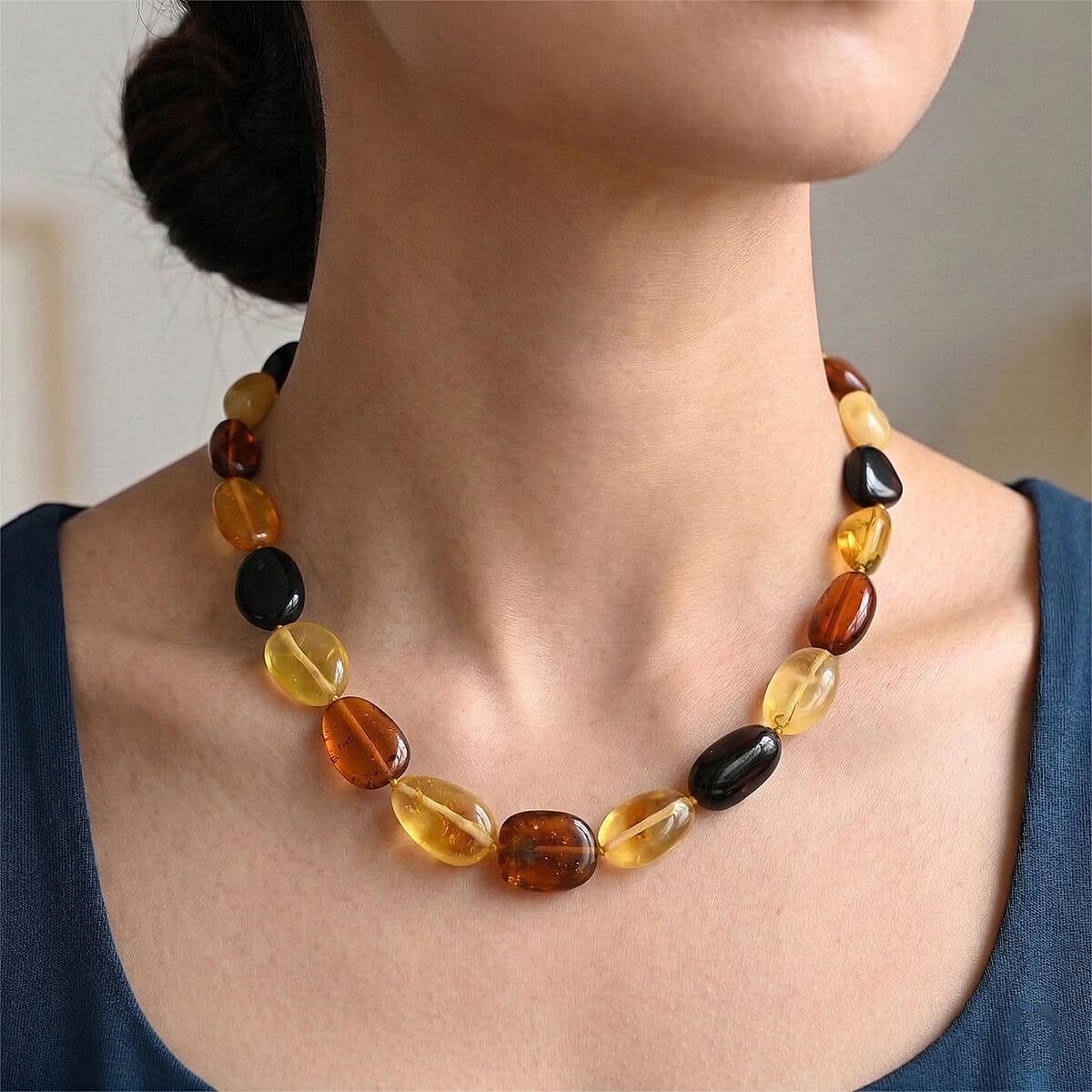 Mixed Amber Beaded Necklace (22 Inches) image number 2