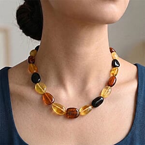 Mixed Amber Beaded Necklace (22 Inches)