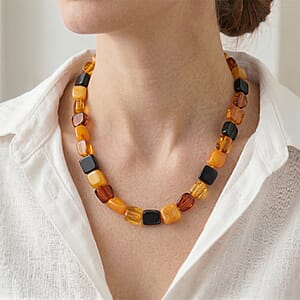 Mixed Amber Beaded Necklace (22 Inches)