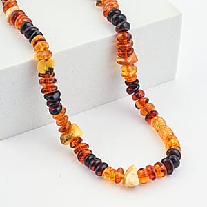 Mixed Amber Beaded Necklace (25 Inches)