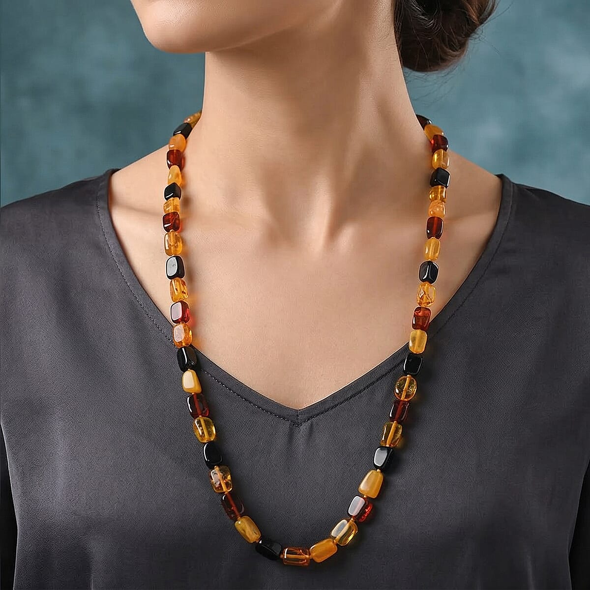 Mixed Amber Beaded Necklace (26 Inches) image number 2