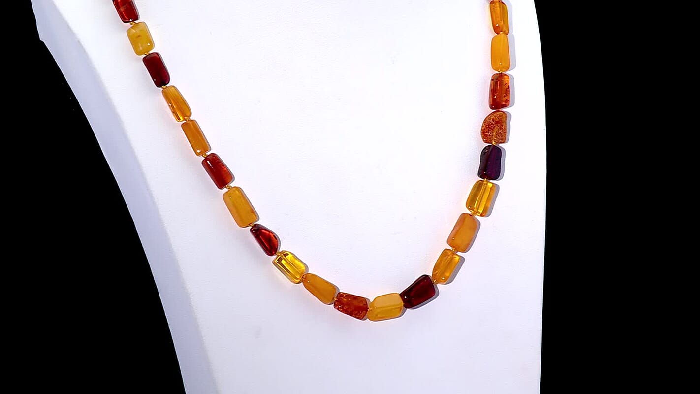Mixed Amber Beaded Necklace (26 Inches)