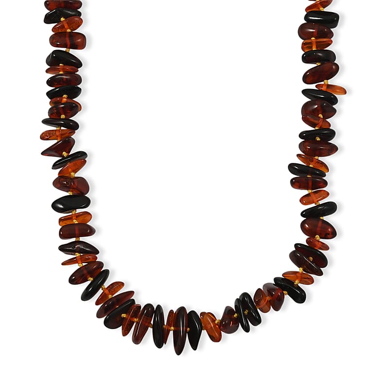 Mixed Amber Beaded Necklace (Dark Brown & Black)