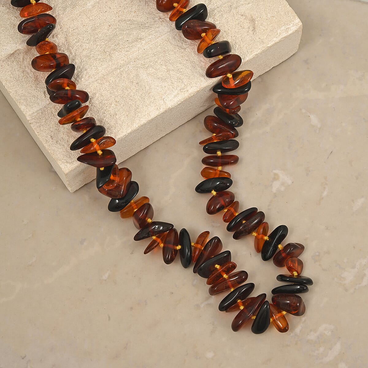 Mixed Amber Beaded Necklace (28 Inches) image number 1