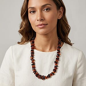 Mixed Amber Beaded Necklace (28 Inches)