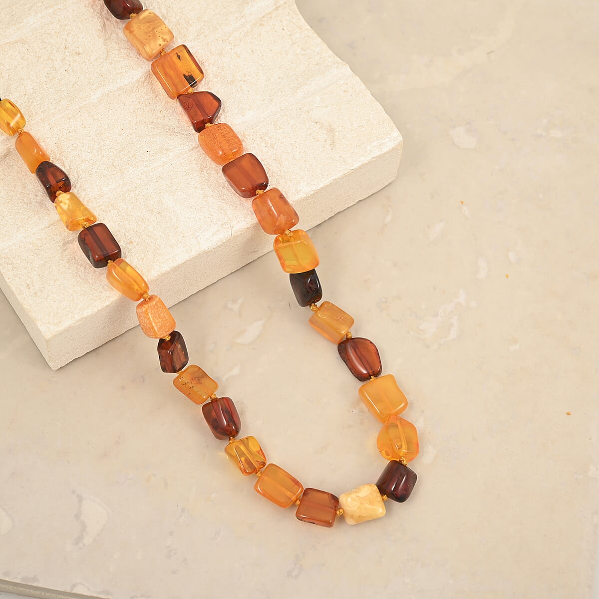 Mixed Amber Beaded Necklace (28 Inches) image number 1