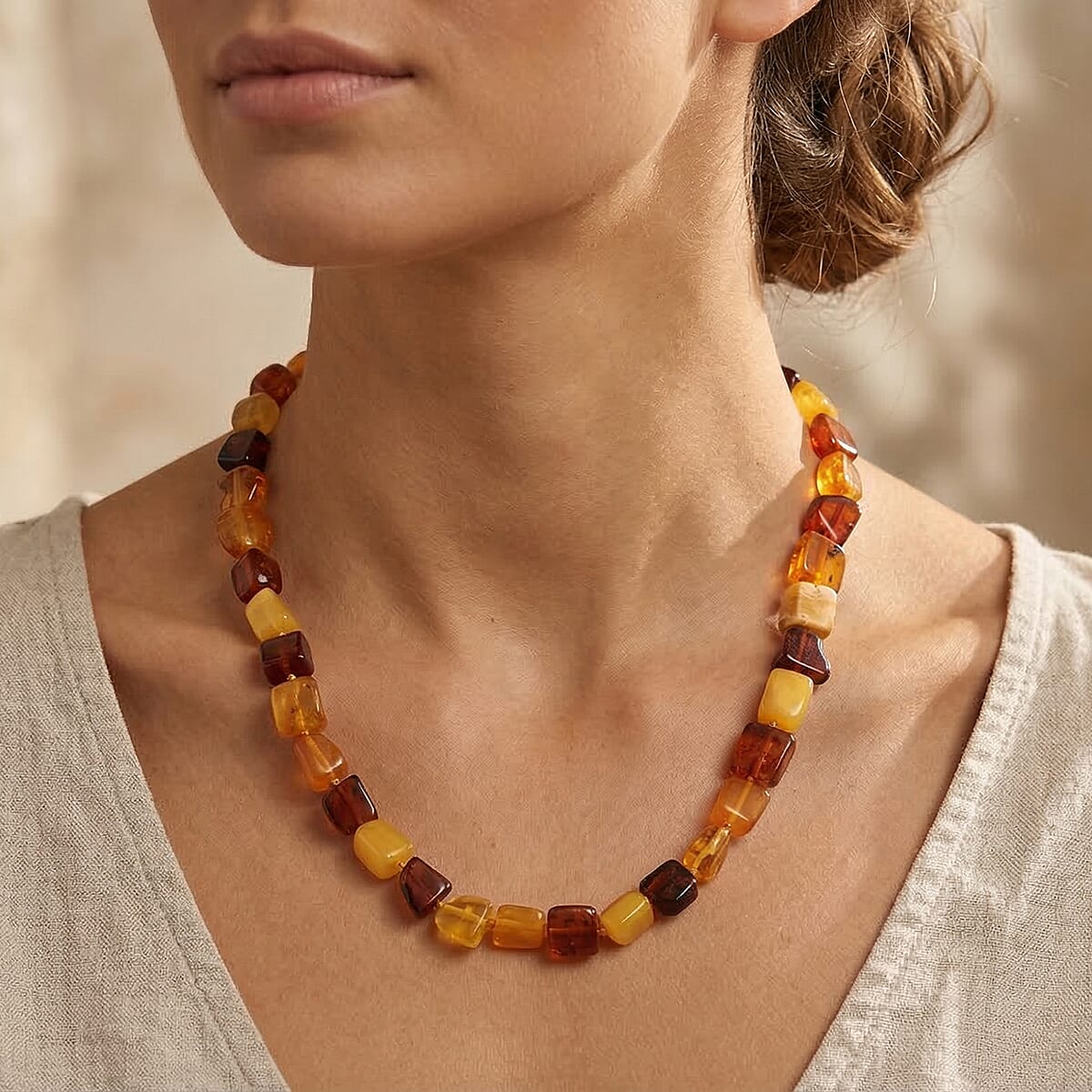 Mixed Amber Beaded Necklace (28 Inches) image number 2