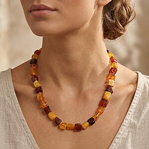 Mixed Amber Beaded Necklace (28 Inches)