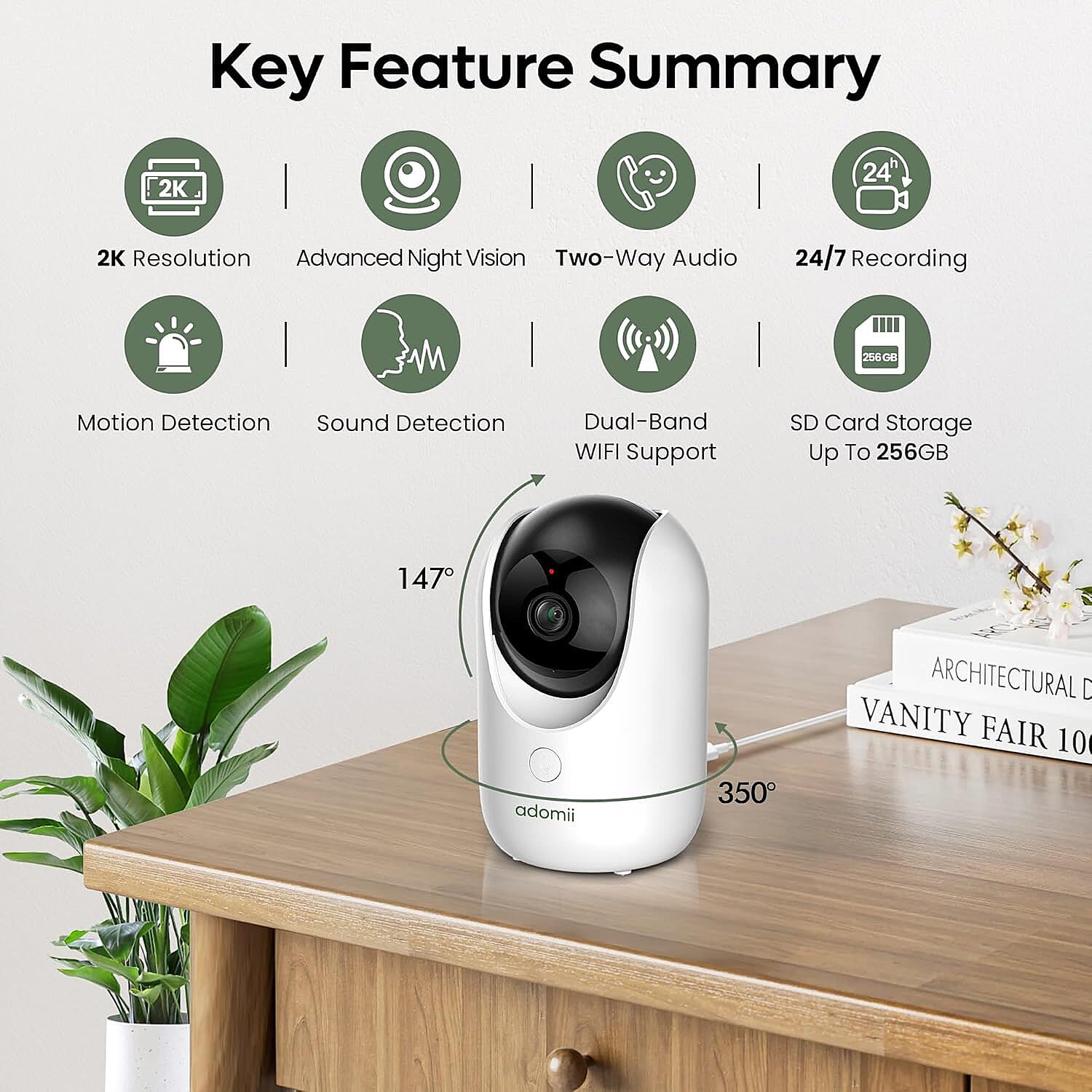 Closeout Adomii 2K Indoor Security Camera