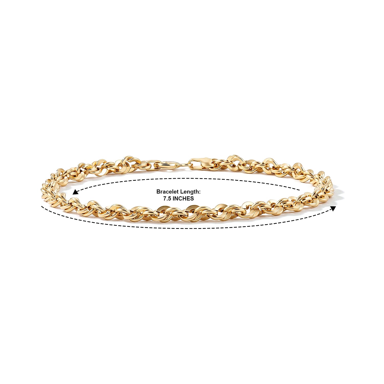 Italian 3.8mm Spirali Oro Chain Bracelet in 10K Yellow Gold (7.50 In) 2.10 Grams