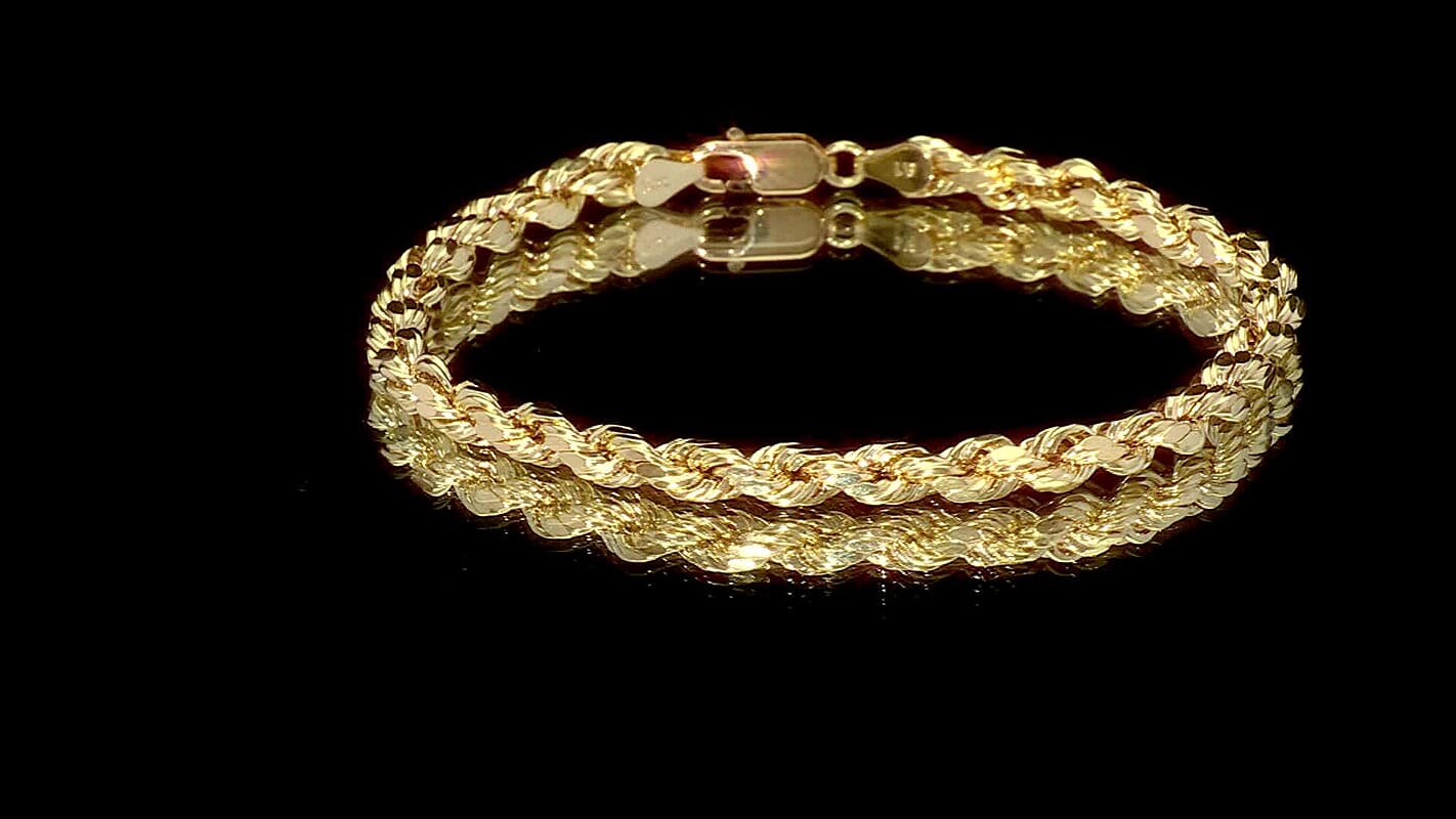 10K Yellow Gold 4mm Rope Chain Bracelet (8.00 In) (2.8 g)