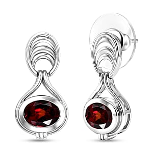 D'Joy Orissa Rose Garnet 3.15 ctw Earrings in Rhodium Over Sterling Silver