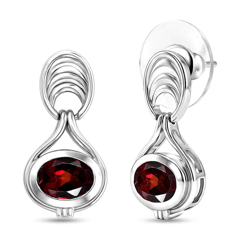 D'Joy Orissa Rose Garnet 3.15 ctw Earrings in Rhodium Over Sterling Silver