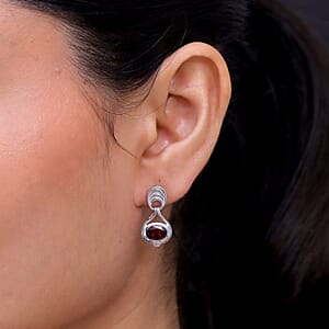 D'Joy Orissa Rose Garnet 3.15 ctw Earrings in Rhodium Over Sterling Silver