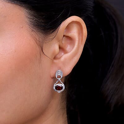 D'Joy Orissa Rose Garnet 3.15 ctw Earrings in Rhodium Over Sterling Silver